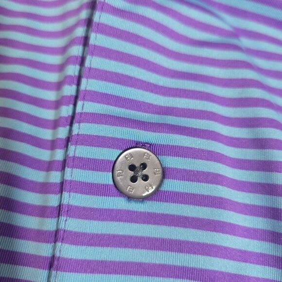 FJ FootJoy Foot Joy Men's Golf Polo Shirt Short Sleeve  Stripe Blue Purple XL - Picture 6 of 8